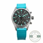 Sandblasted titanium IWC chronograph IW388108 replica, worn on a textile strap