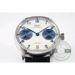 Anti-reflective sapphire above a dial split between silver-white and blue