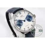 The power reserve indicator reads from three o'clock on this Portugieser