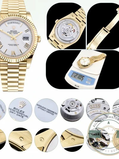 Full Super Clone Day-Date 40mm PlatinumWhite Gold Collection - 1:1 Swiss Replica Watch