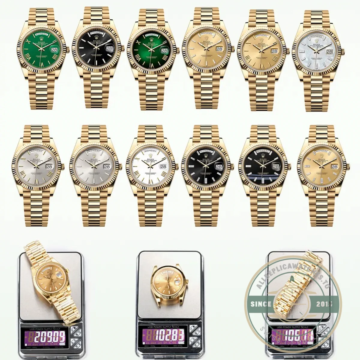 Full Super Clone Day-Date Yellow Gold 40mm Collection - Budget Luxury Replica Watch