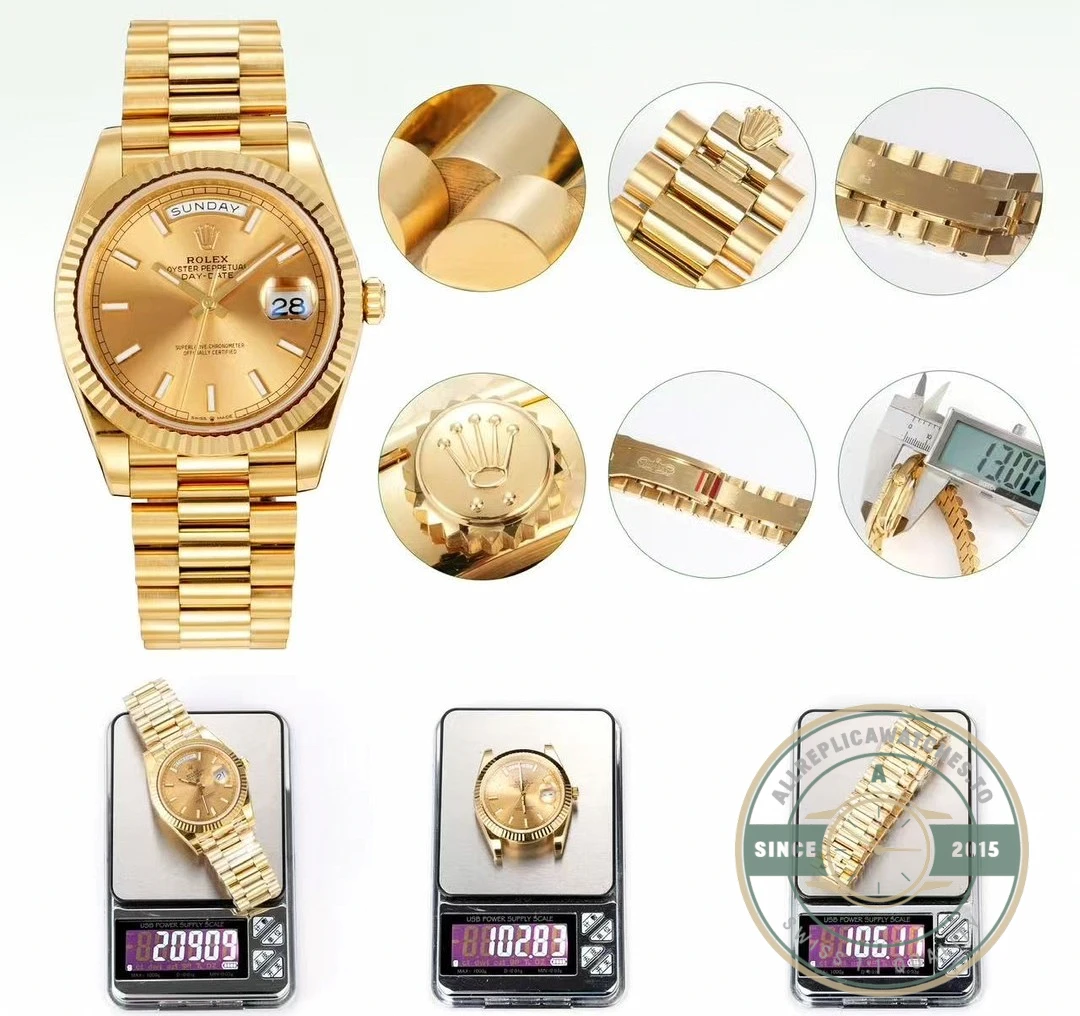 Full Super Clone Day-Date Yellow Gold 40mm Collection - Affordable Luxury Replica Timepiece