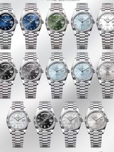 Full Super Clone Day-Date 40mm PlatinumWhite Gold Collection - Top-Tier Swiss Replica Watch