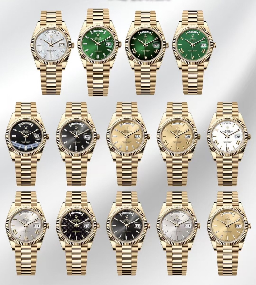 Full Super Clone Day-Date Yellow Gold 40mm Collection - Top-Tier Swiss Replica Watch