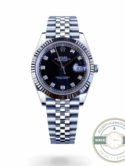 Replica DateJust Black Diamond Dial 41mm 126334 Jubilee - Best Quality Replica Watch