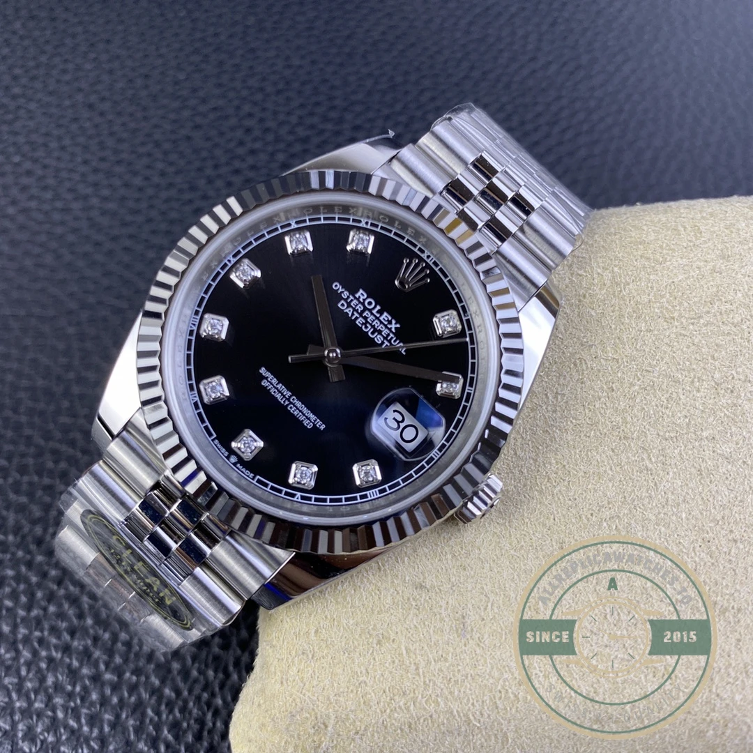 Replica DateJust Black Diamond Dial 41mm 126334 Jubilee - Best Quality Replica Watch