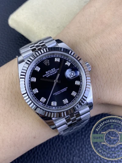 Replica DateJust Black Diamond Dial 41mm 126334 Jubilee - Top-Tier Swiss Replica Watch