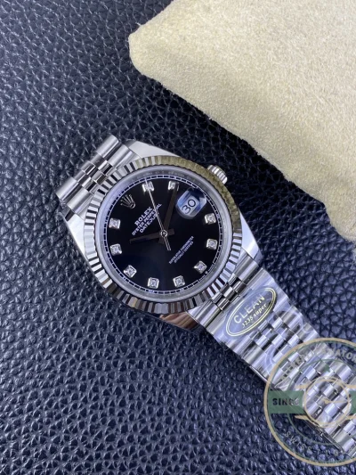 Replica DateJust Black Diamond Dial 41mm 126334 Jubilee - Swiss Movement Replica Watch