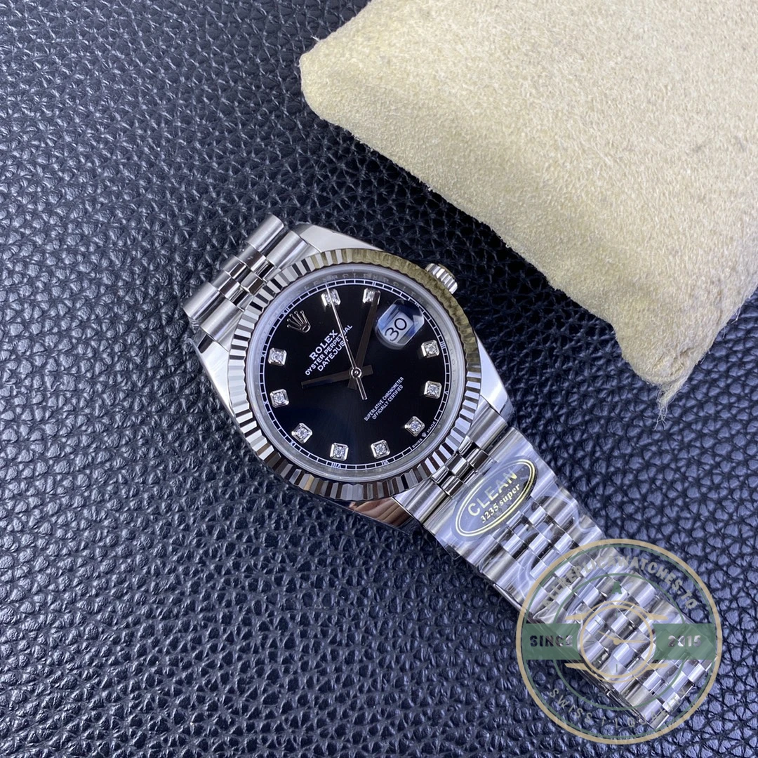 Replica DateJust Black Diamond Dial 41mm 126334 Jubilee - Swiss Movement Replica Watch