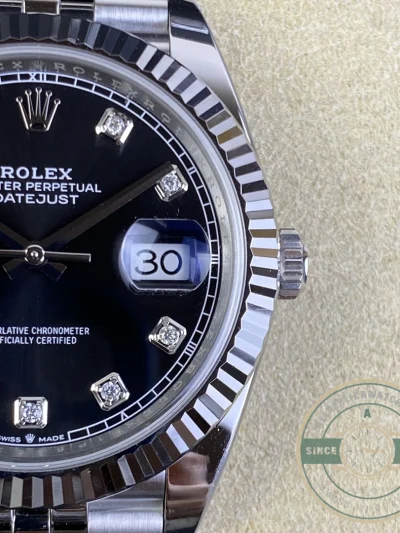 Replica DateJust Black Diamond Dial 41mm 126334 Jubilee - High-Grade Replica Watch
