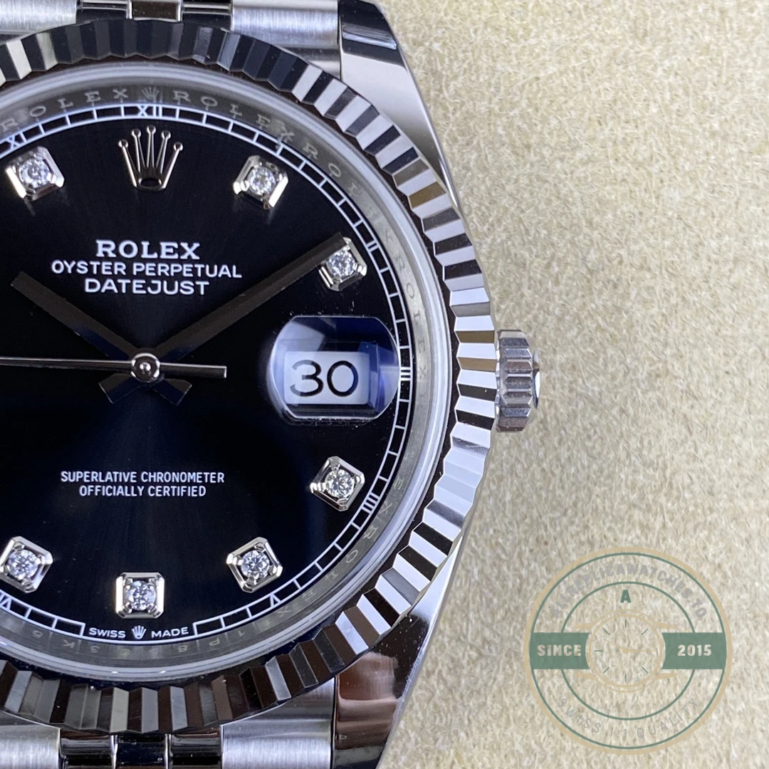 Replica DateJust Black Diamond Dial 41mm 126334 Jubilee - High-Grade Replica Watch