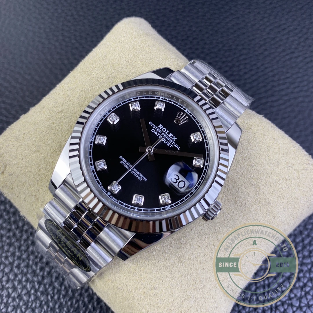Replica DateJust Black Diamond Dial 41mm 126334 Jubilee - Premium Super Clone Watch