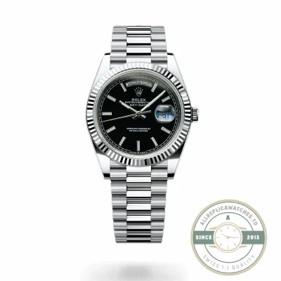Replica Day-Date 40mm Platinum Black Dial 228236 - Premium Super Clone Watch