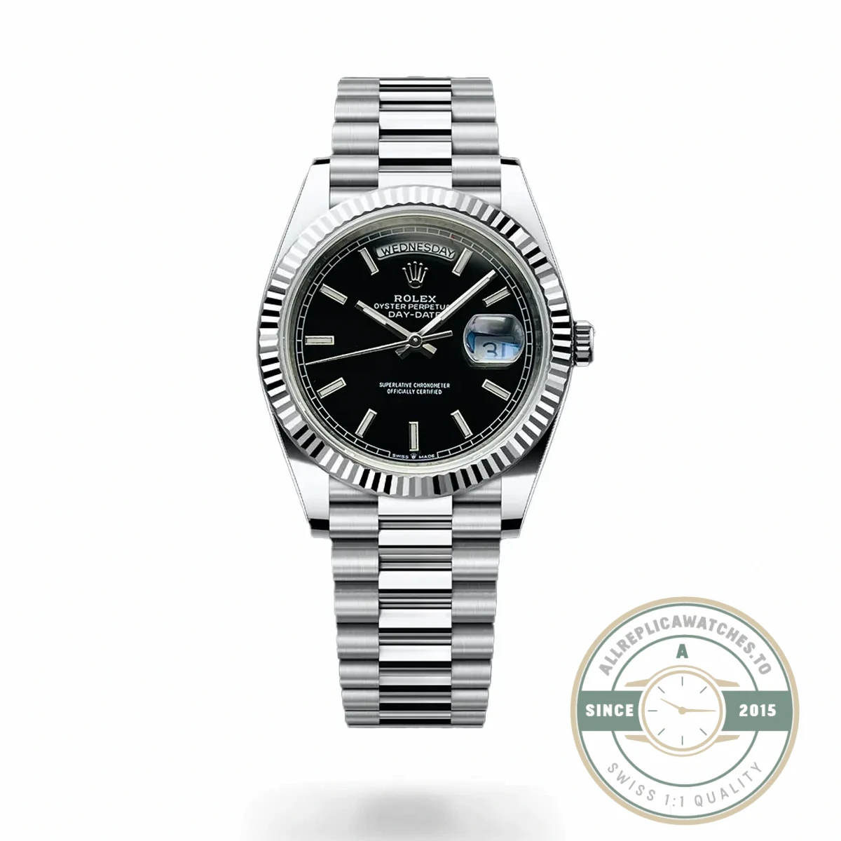 Replica Day-Date 40mm Platinum Black Dial 228236 - Premium Super Clone Watch
