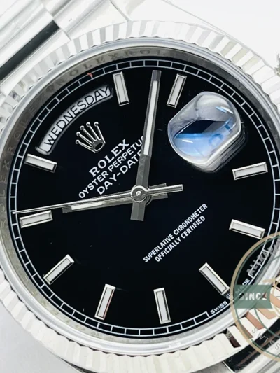 Replica Day-Date 40mm Platinum Black Dial 228236 - Swiss Movement Replica Watch