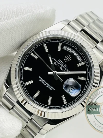 Replica Day-Date 40mm Platinum Black Dial 228236 - Swiss Movement Replica Watch