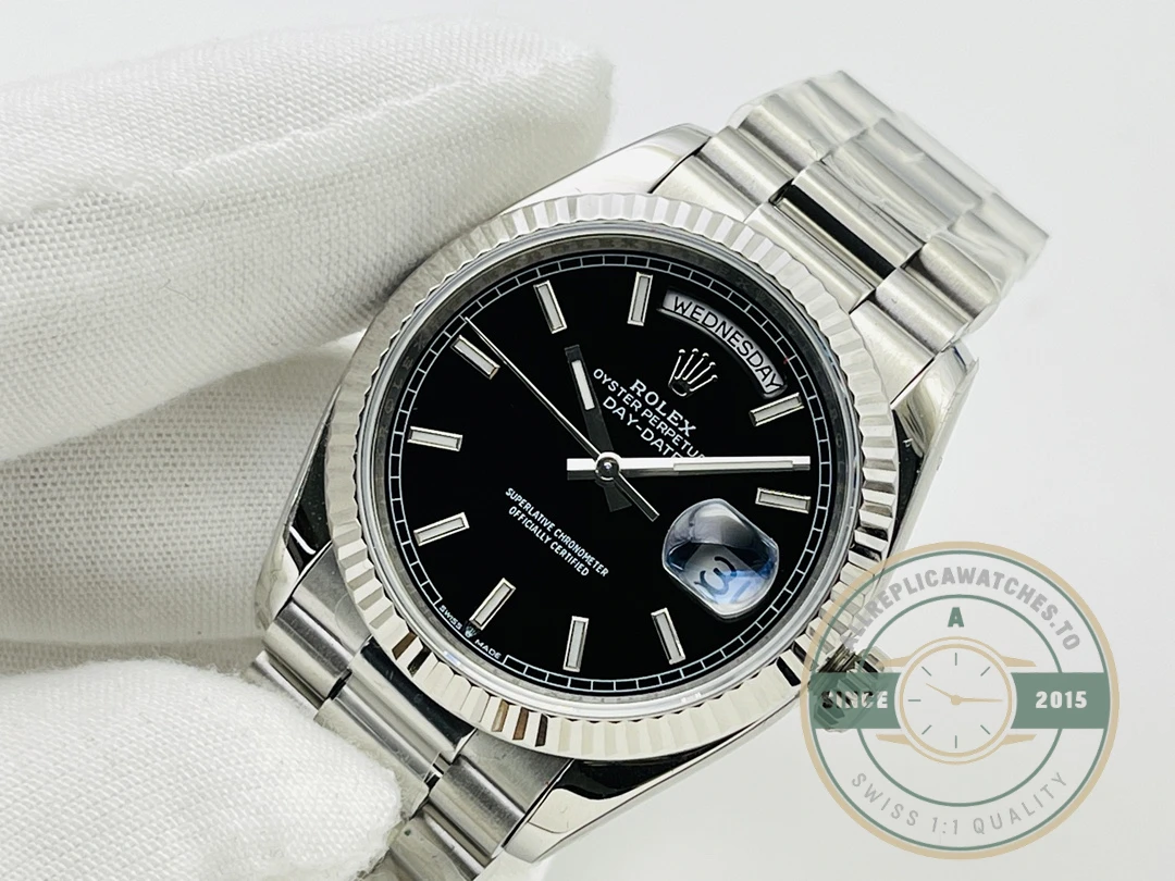 Replica Day-Date 40mm Platinum Black Dial 228236 - Swiss Movement Replica Watch