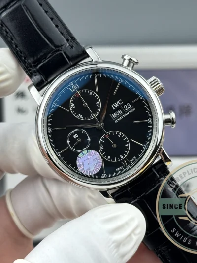 Replica IWC Portofino Chronograph Black Dial IW391008 - Swiss-Made Clone Watch