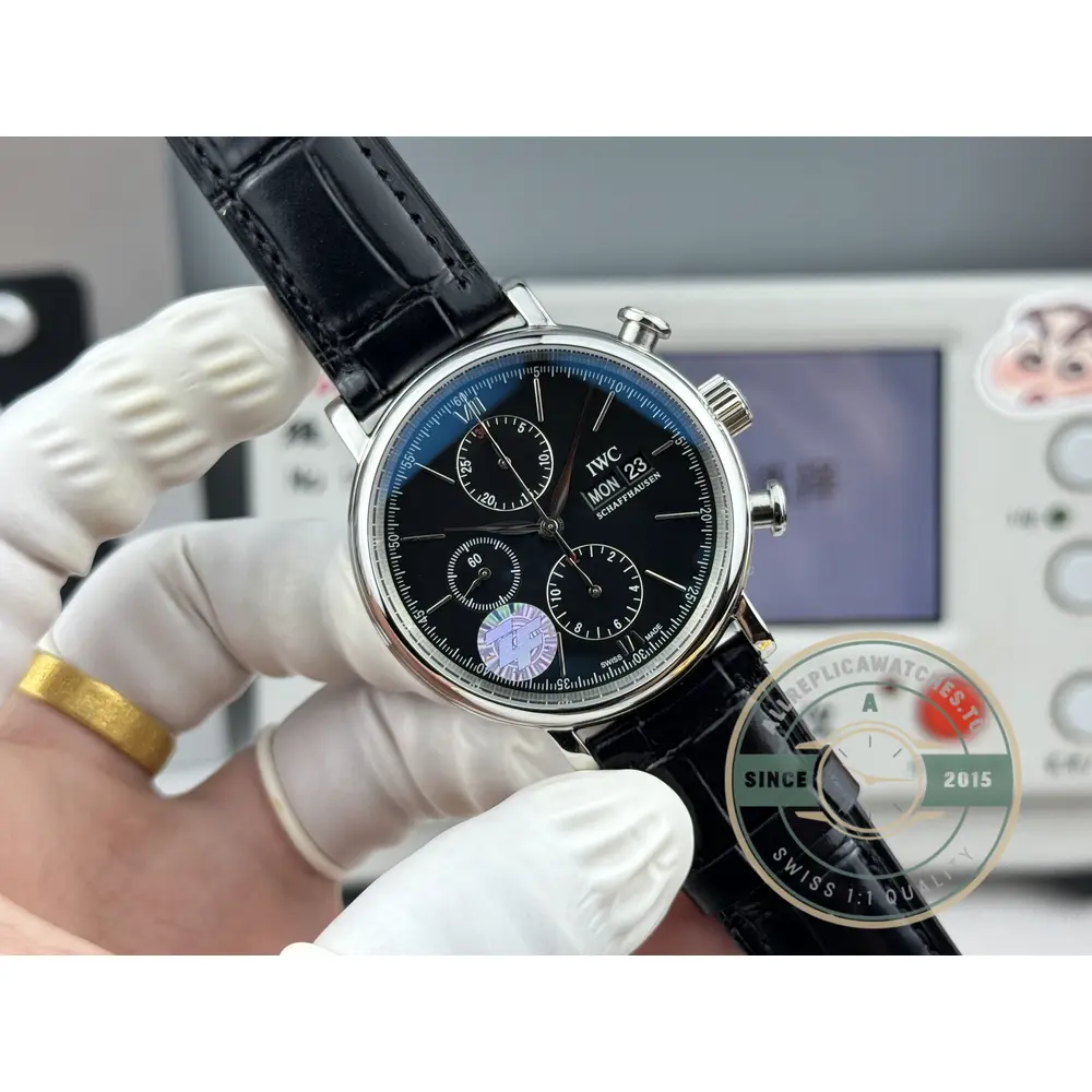 Replica IWC Portofino Chronograph Black Dial IW391008 - Swiss-Made Clone Watch