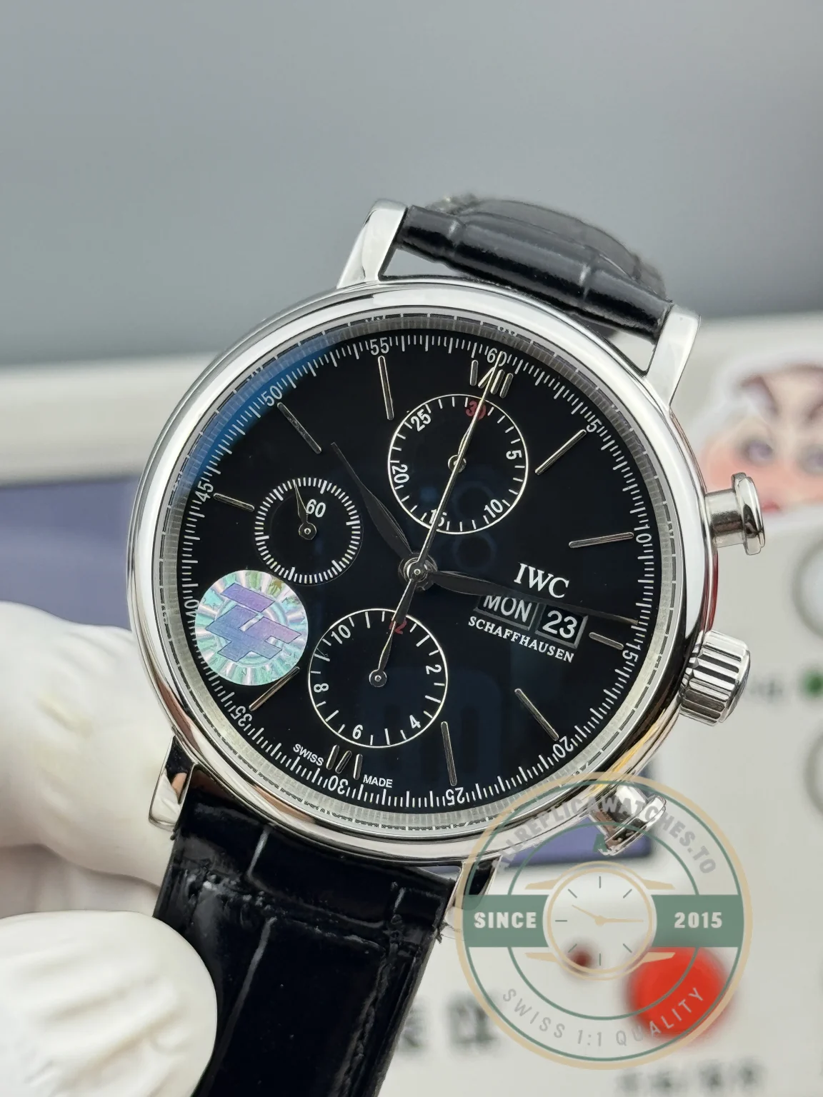 Replica IWC Portofino Chronograph Black Dial IW391008 - Top-Tier Swiss Replica Watch