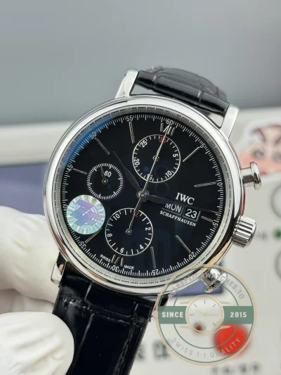 Replica IWC Portofino Chronograph Black Dial IW391008 - Top-Tier Swiss Replica Watch