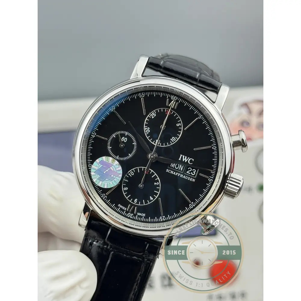 Replica IWC Portofino Chronograph Black Dial IW391008 - Top-Tier Swiss Replica Watch
