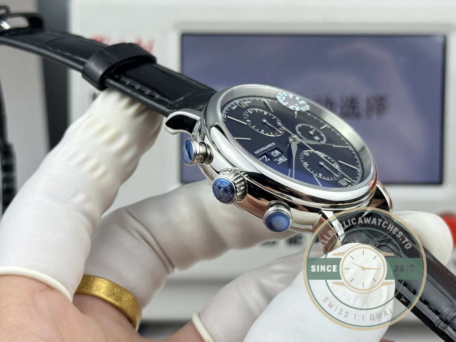 Replica IWC Portofino Chronograph Black Dial IW391008 - Swiss Movement Replica Watch