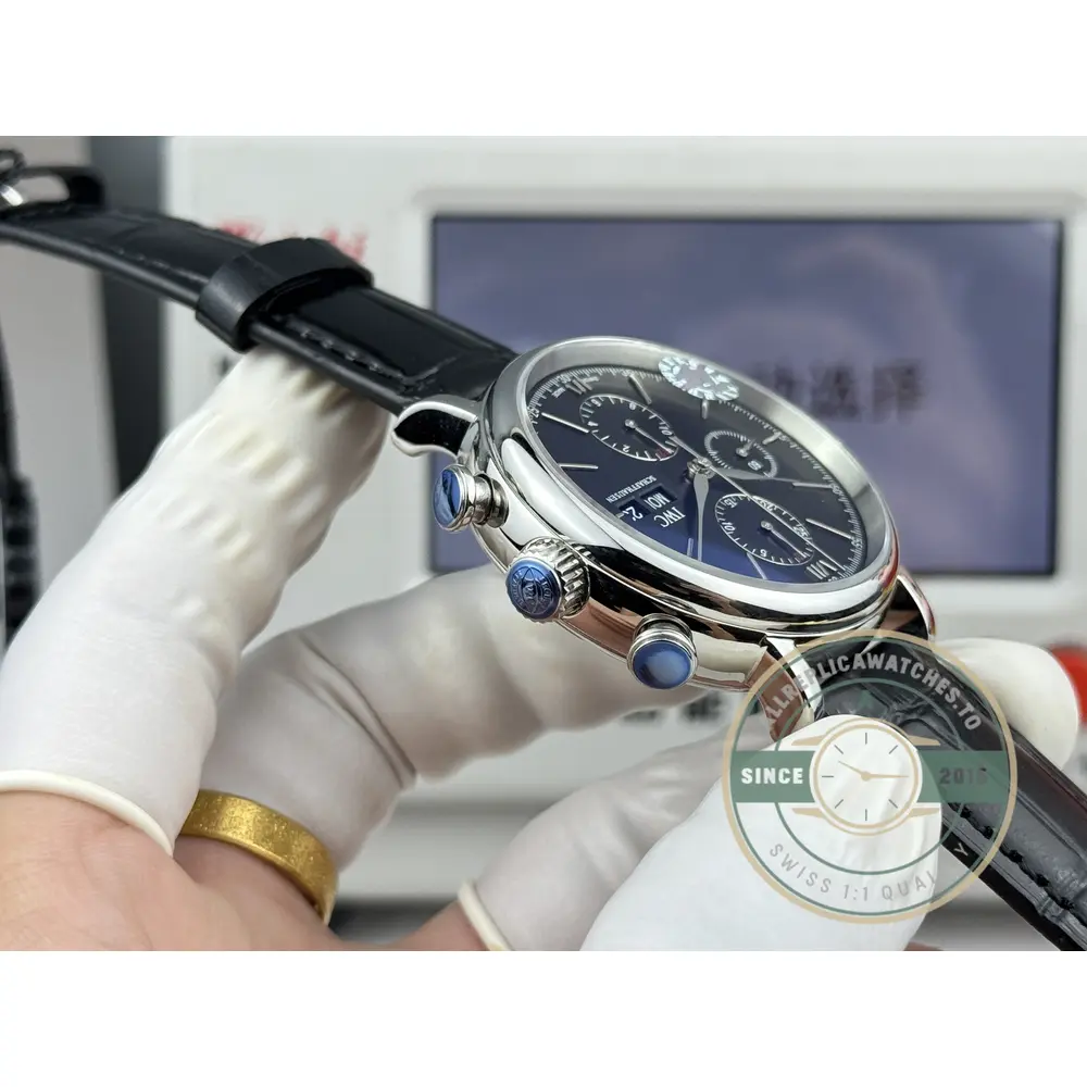 Replica IWC Portofino Chronograph Black Dial IW391008 - Swiss Movement Replica Watch