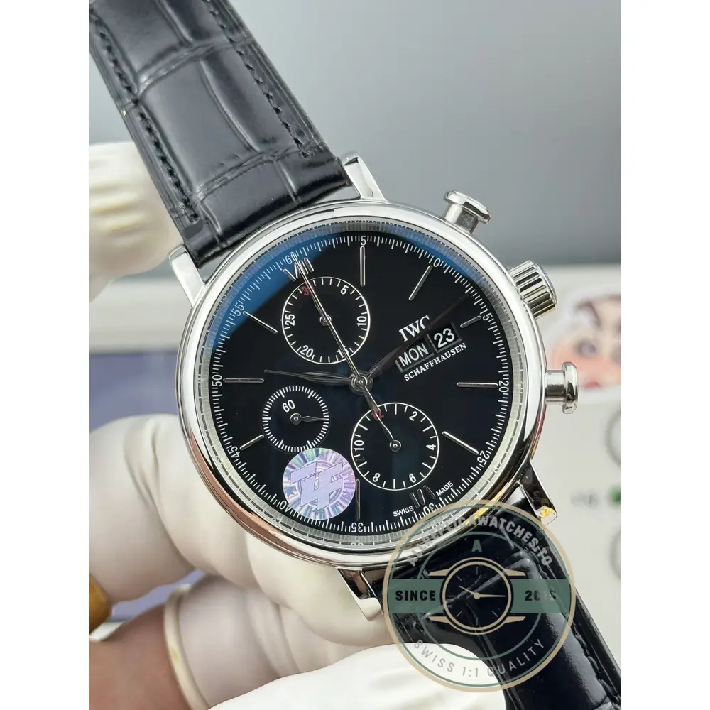 Replica IWC Portofino Chronograph Black Dial IW391008 - Premium Super Clone Watch