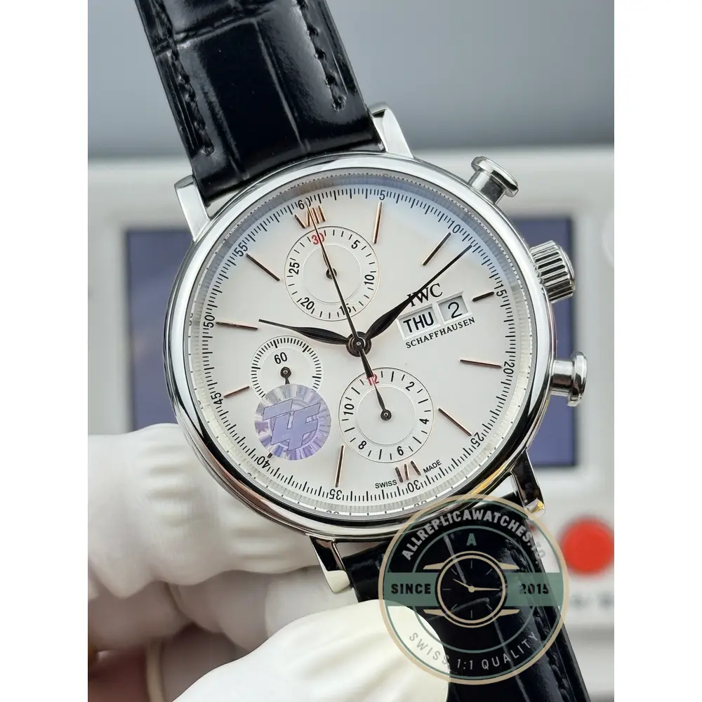 Replica IWC Portofino Chronograph Silver Dial 42 IW391001 - Affordable Luxury Replica Timepiece