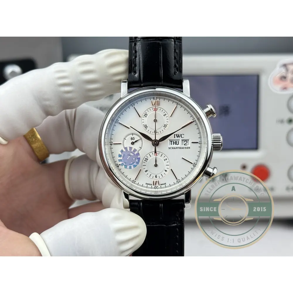 Replica IWC Portofino Chronograph Silver Dial 42 IW391001 - Premium Super Clone Watch