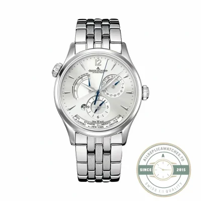 Master Geographic Q1428121, silver sunray dial on the matching steel bracelet