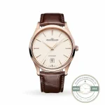 JLC Master Ultra Thin Date Q1282510 replica, front view of the rose gold case and dial