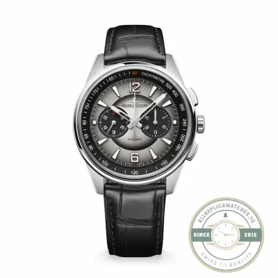 Steel Polaris Chronograph Q902843J with lacquered grey gradient dial photographed straight on