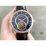 Aventurine dial reading as a night sky, flecked white against the deep blue