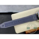 Secured against pressure loss, the convex crystal caps the blue Mark XX dial