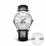 JLC Master Ultra Thin Moon 39 replica Q1368430, silver sunray dial with the moon phase at six o'clock