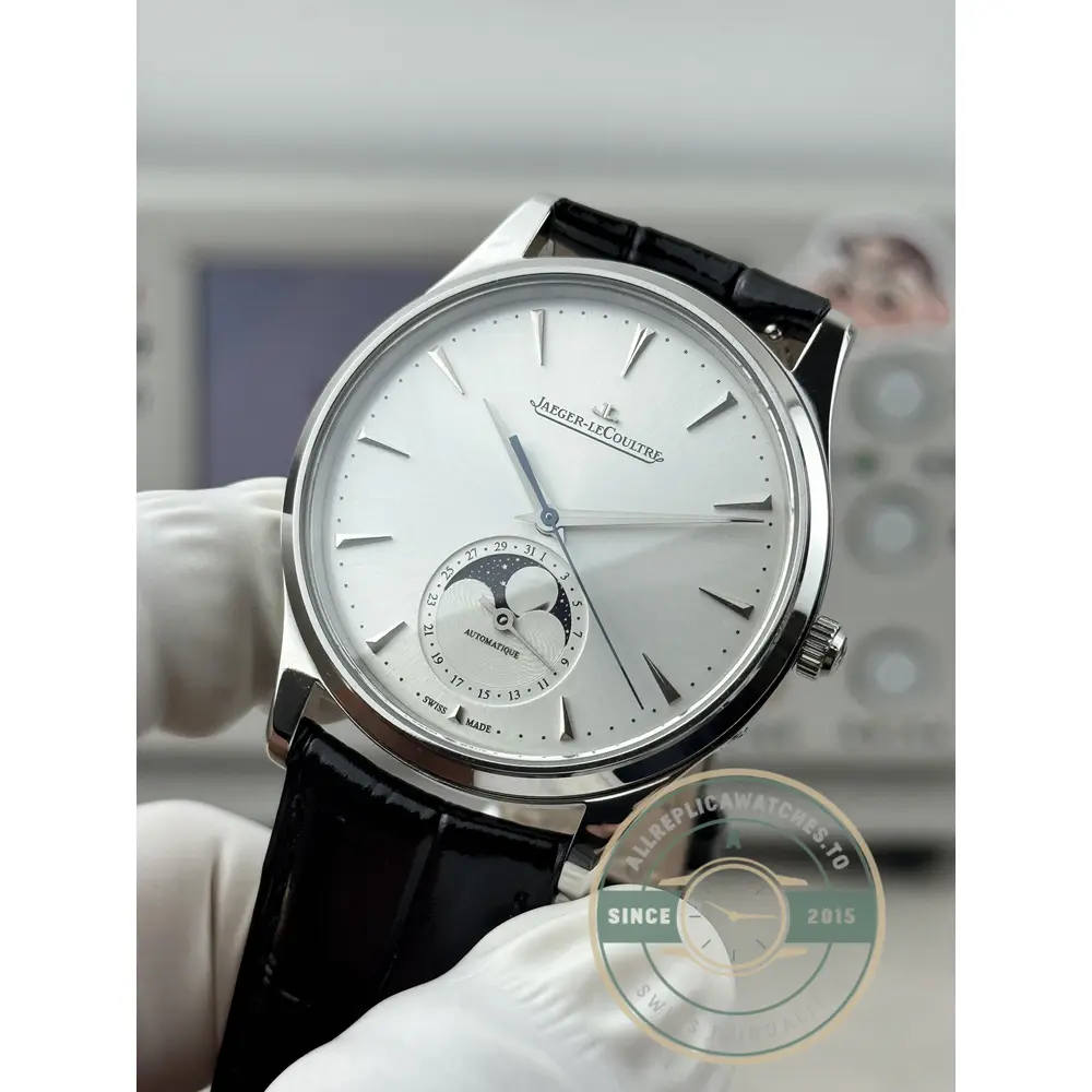 Thin 39mm stainless steel case of the Master Ultra Thin Moon 39 clone, 9.9mm from caseback to crystal