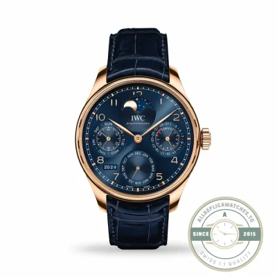 IWC Portugieser Perpetual Calendar IW503312 replica, 44mm in deep blue lacquer