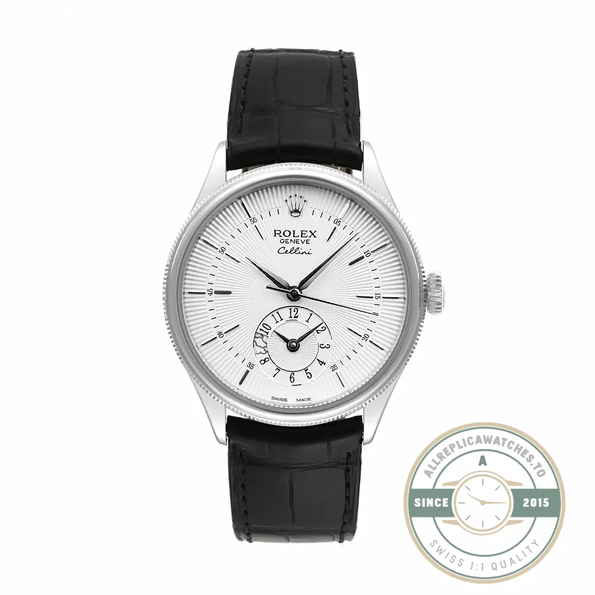 Replica Rolex Cellini Dual Time 50529 Silver Dial 39mm - Luxury Replica Watch