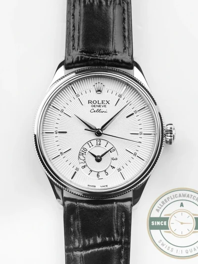 Replica Rolex Cellini Dual Time 50529 Silver Dial 39mm - Luxury Replica Watch