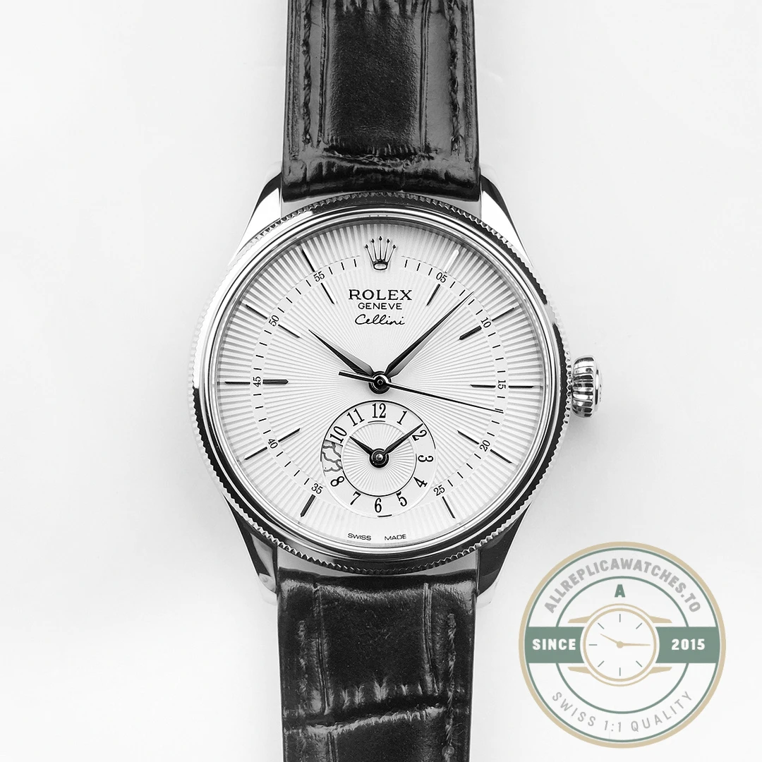 Replica Rolex Cellini Dual Time 50529 Silver Dial 39mm - Luxury Replica Watch