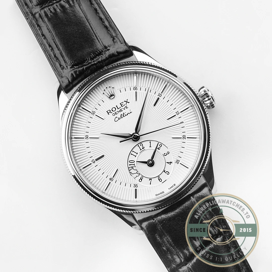 Replica Rolex Cellini Dual Time 50529 Silver Dial 39mm - Premium Super Clone Watch