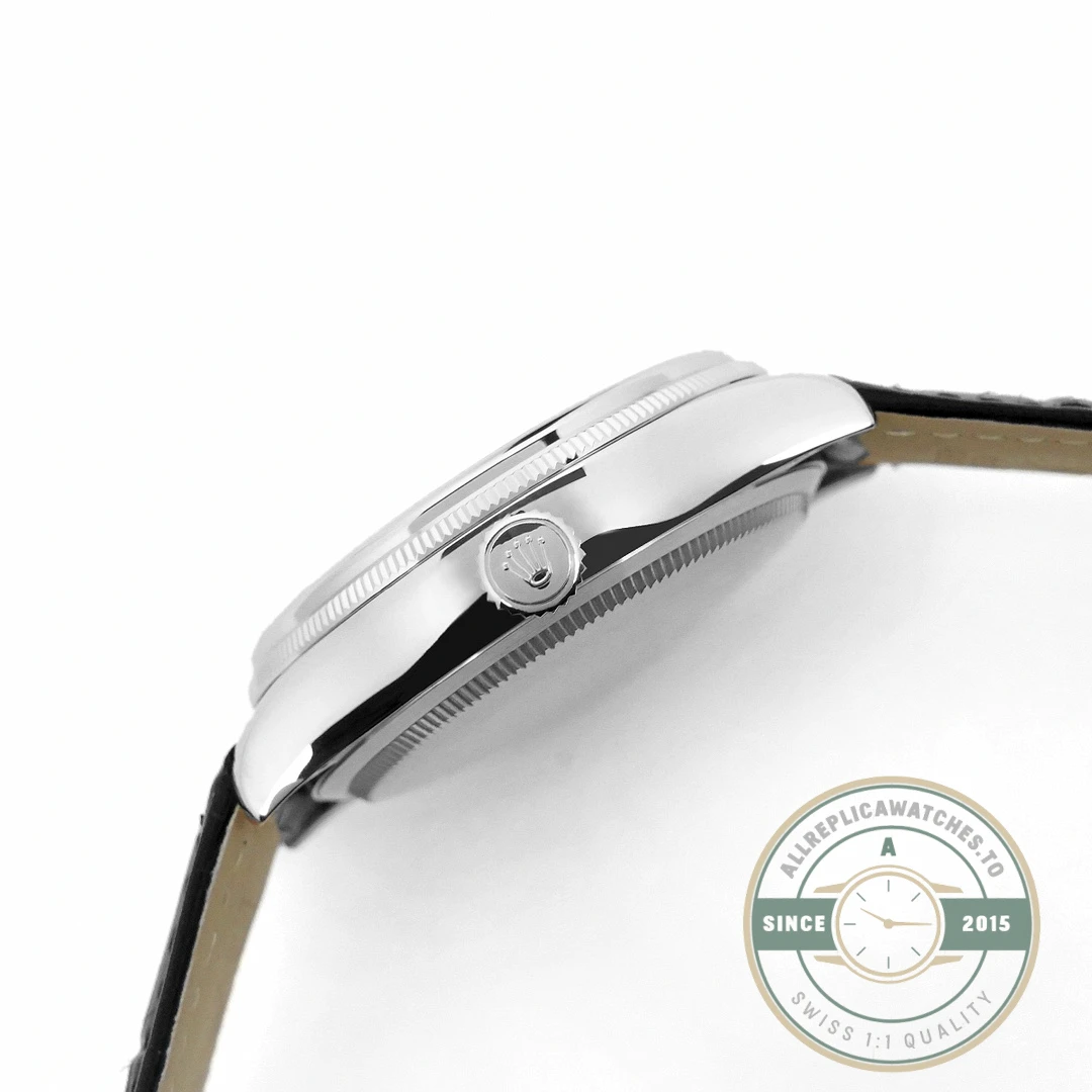 Replica Rolex Cellini Dual Time 50529 Silver Dial 39mm - Swiss Movement Replica Watch