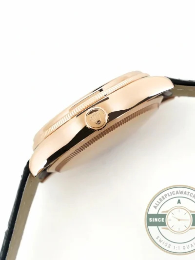 Replica Rolex Cellini Dual Time Rose Gold 50525 Black Dial - Premium Super Clone Watch