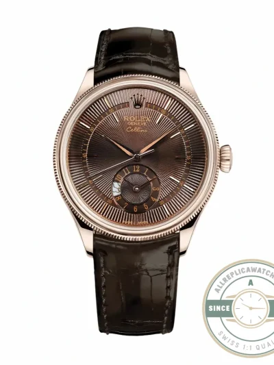 Replica Rolex Cellini Dual Time Rose Gold 50525.015 Brown Dial - Top-Tier Swiss Replica Watch
