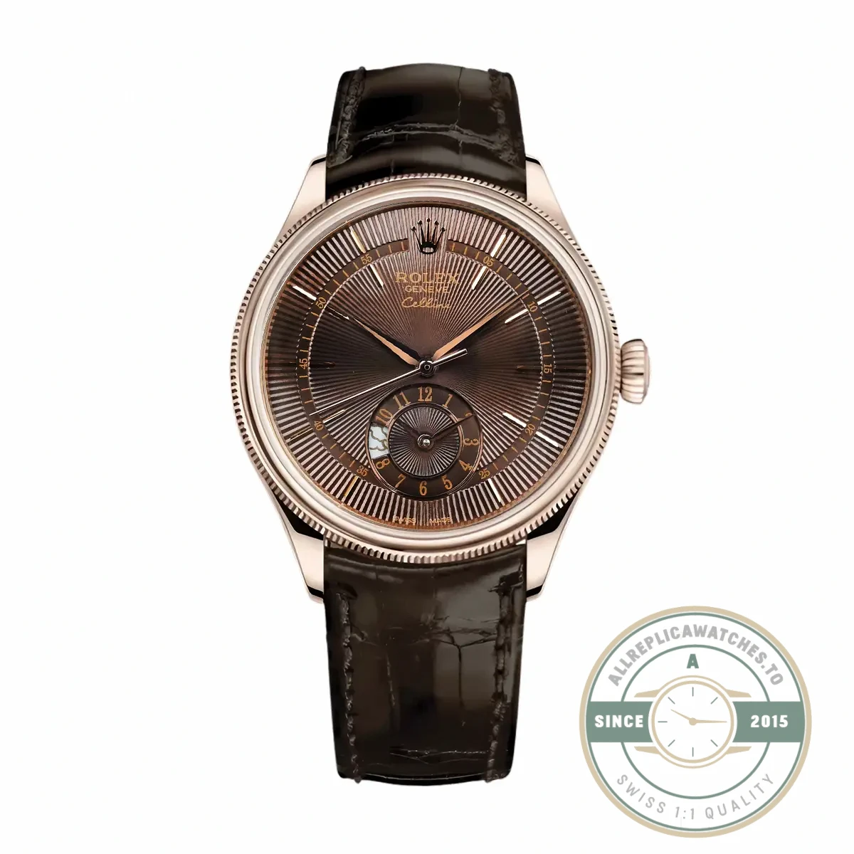Replica Rolex Cellini Dual Time Rose Gold 50525.015 Brown Dial - Top-Tier Swiss Replica Watch