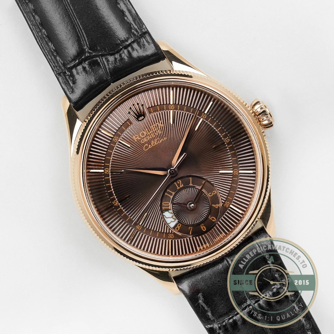 Replica Rolex Cellini Dual Time Rose Gold 50525.015 Brown Dial - Top-Tier Swiss Replica Watch