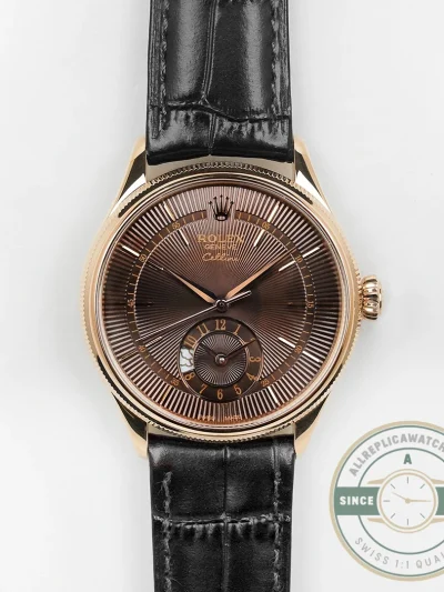 Replica Rolex Cellini Dual Time Rose Gold 50525.015 Brown Dial - Top-Tier Swiss Replica Watch