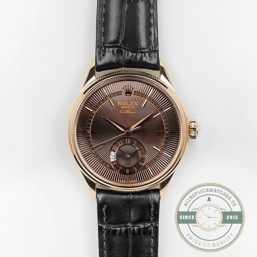Replica Rolex Cellini Dual Time Rose Gold 50525.015 Brown Dial - Top-Tier Swiss Replica Watch